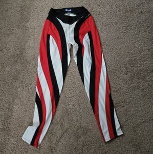Red, Black, and White Striped Leggings
